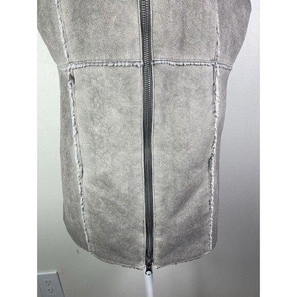 Johnny Was Pete Greta Vest Full Zip Faux Suede Sherpa Fur Gray M Pockets Western - Picture 3 of 14